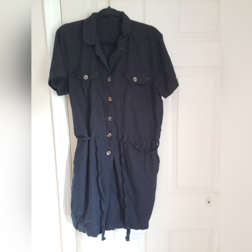 Black Button Up Romper Size Xl